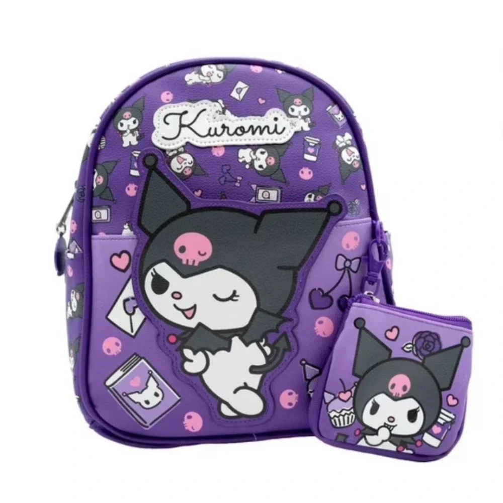 Kuromi‎ Backpack Kids Purple Character Print Coin Purse Set New